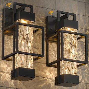 2 Pack Dusk to Dawn Outdoor Porch Light Fixtures Wall Mount, 14'' Dimmable Exterior Lighting for Outside, Waterproof