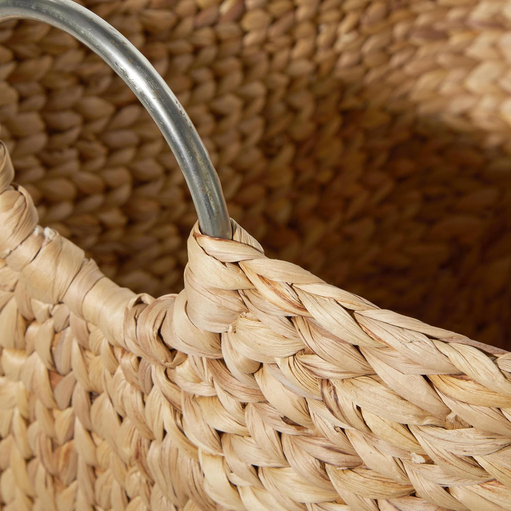 79 Seagrass Handmade Decorative and Functional Storage Basket Large Woven Basket Organizer with Ring Metal Handles