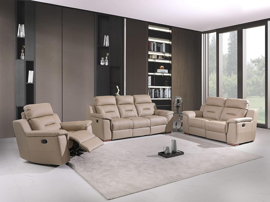 Walker Leather Match Upholstered Reclining Living Room Chair, Hazel Wood