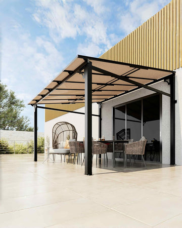 10 ft x 10 ft Lean to Gazebo, Hardtop Wall Pergola with Polycarbonate Roof