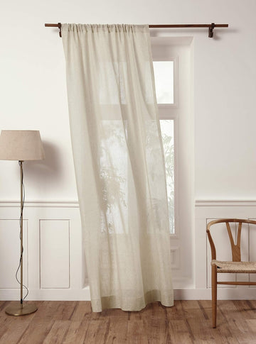 100% Pure Linen Soft Sheer Curtain Natural, 52 x 96 in, 1 Panel