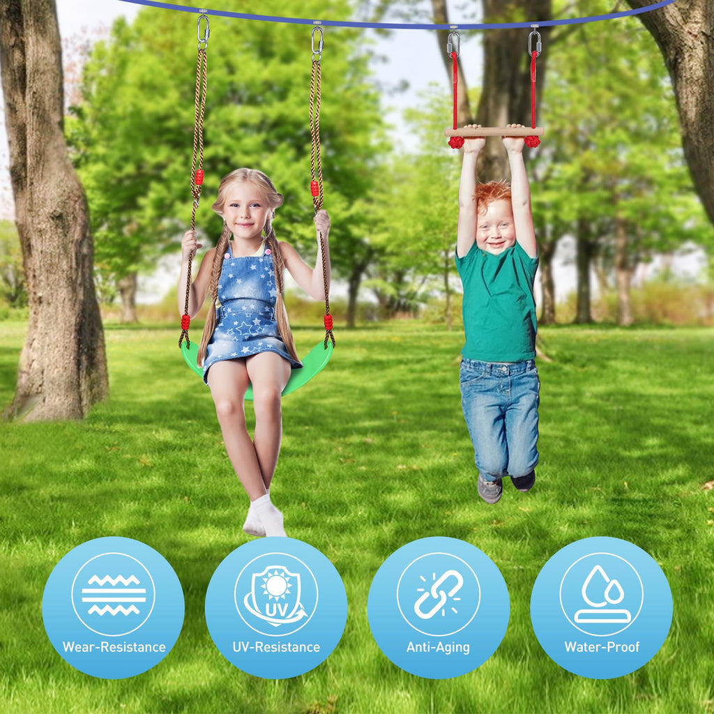 Warrior Obstacle Course for Kids, 65 FT Slack Lines for Backyard