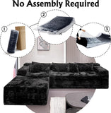 Boneless Modular Sectional Sofa, Cloud Couch with Left Facing Chaise, Oversized Deep Seat, L-Shaped