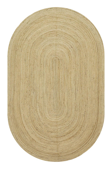 Kilim Rug 2x3 Oval Area Rug Hand Braided Jute Solid Beige Pattern Natural Jute 0.27" Thick Handwoven Flatweave Carpet