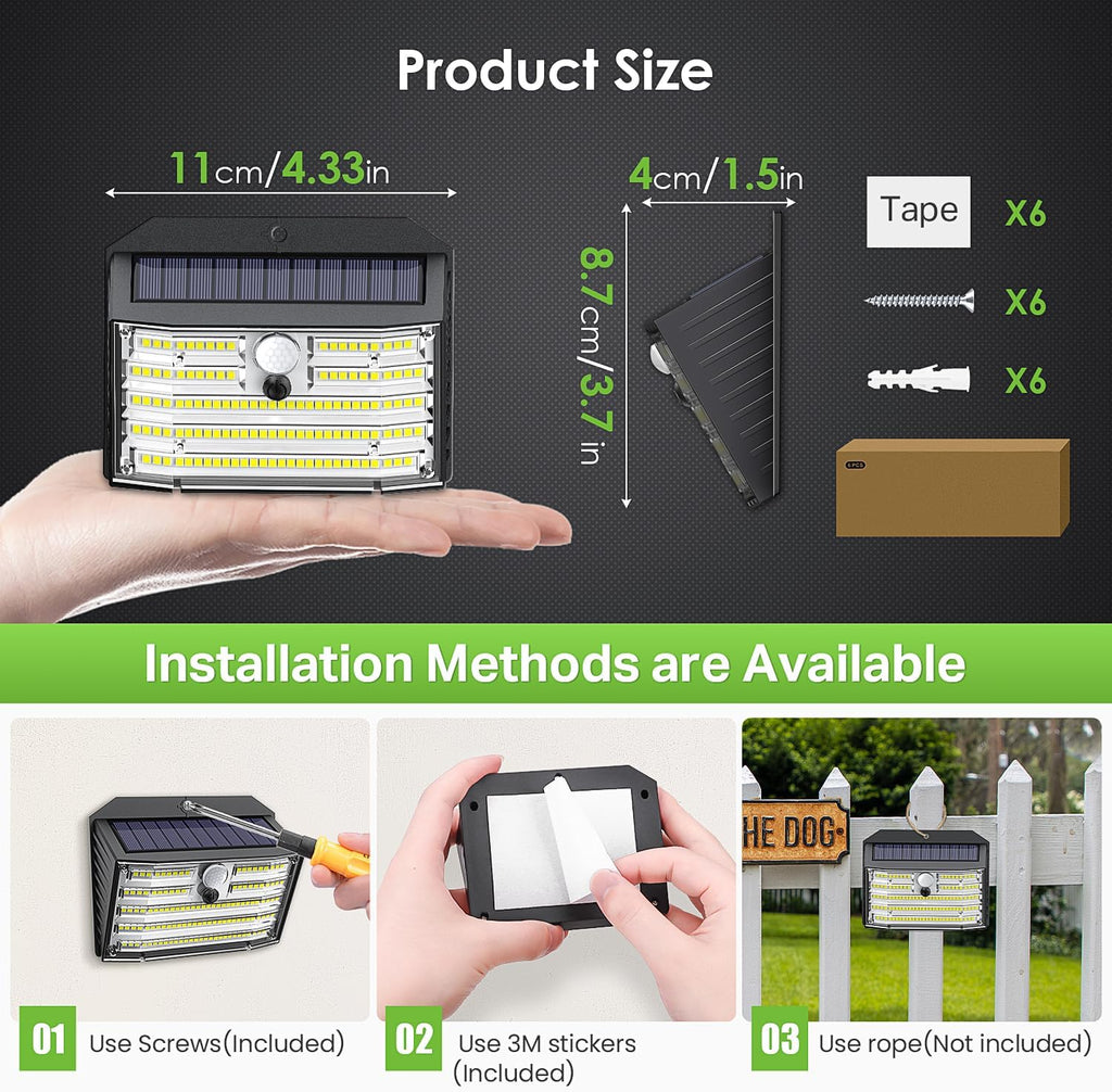 Solar Motion Lights Outdoor, Ultra Bright Solar Fence Lights with Motion Sensor, IP65 Waterproof Security Light 3