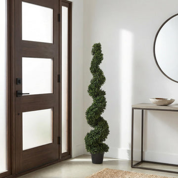 Artificial Boxwood Spiral Topiary Tree, Green, 5ft