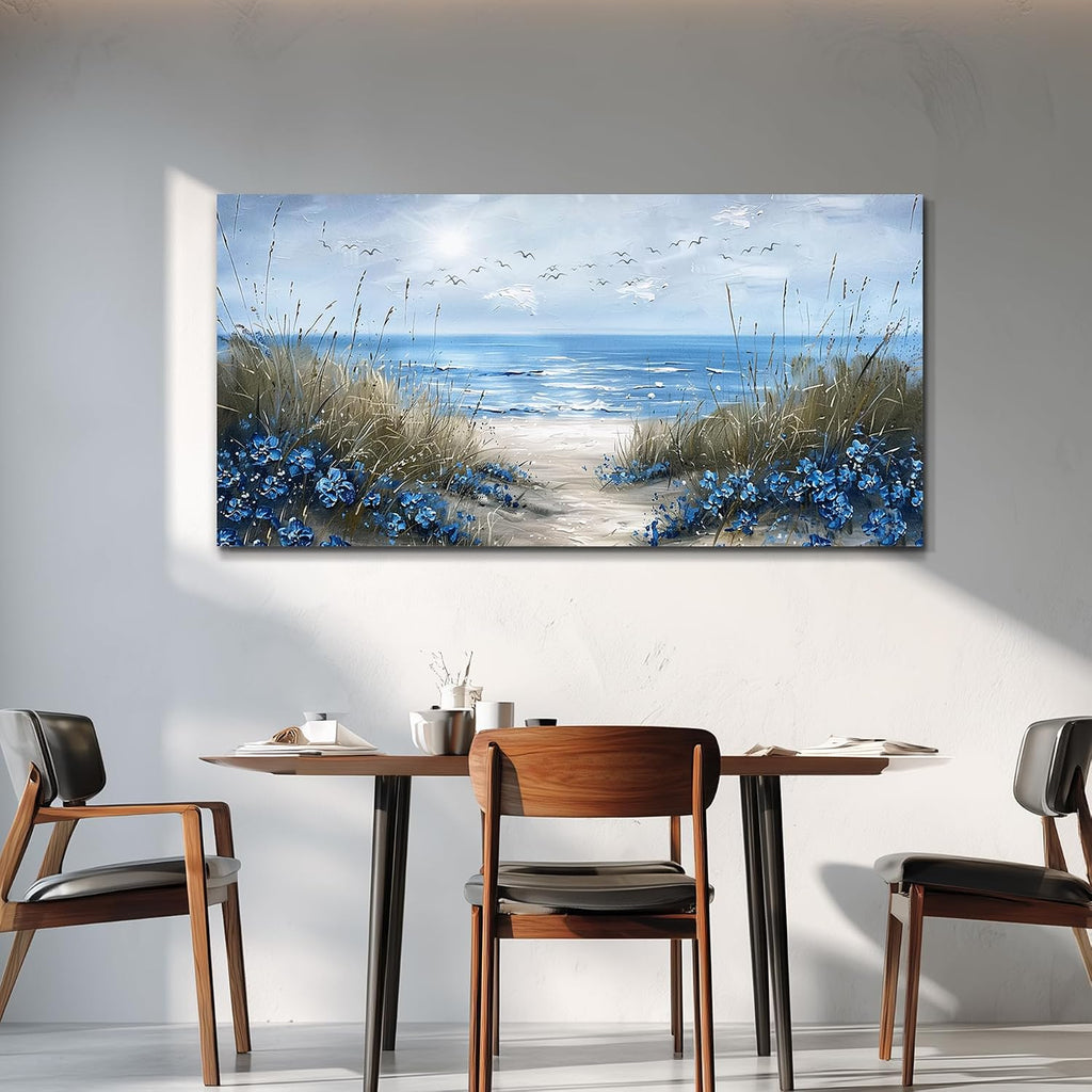 Wall Art Canvas Wall Decor Office Decorations Blue Ocean Wall Painting Sea Wave Pictures Artwork Modern Beach Posters