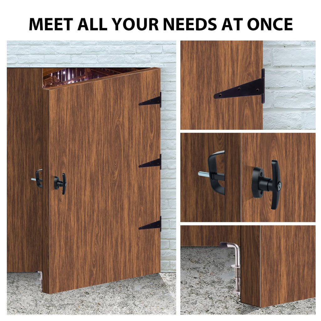 Door Hardware Kit - Complete Gate Set with Hinges, Latch, Lock & Handle for Your Shed Door