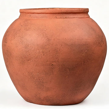 14" H x 17" Dia Fiberstone Distressed Terracotta Planter Pot with Drainage Hole, Large Vintage Indoor Outdoor Flower