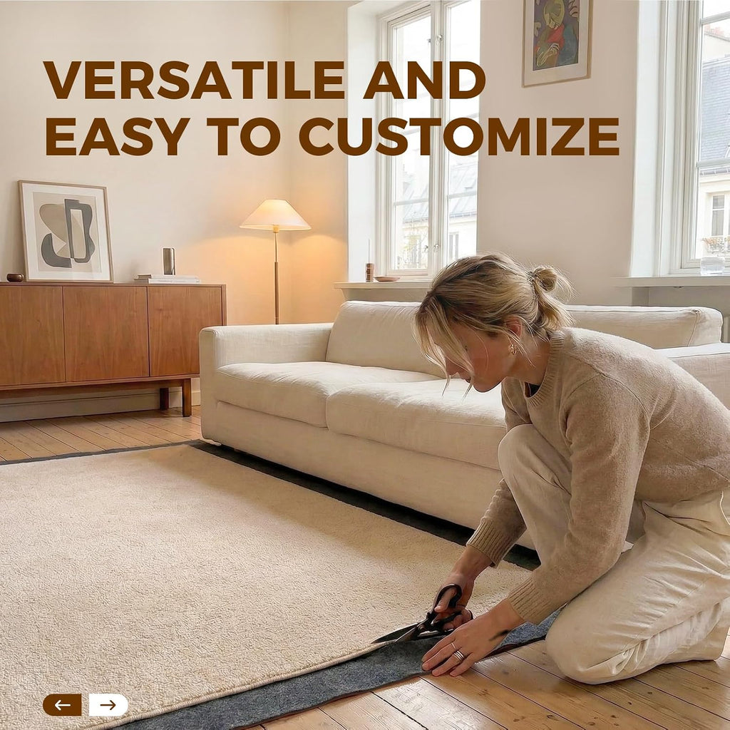 Rug Pad 9 x 12 Ft Non-Slip, Felt and Natural Rubber Backing, 1/4" Thick, Cushioned Gripper Pads, Keep Rugs in Place - Set of 108