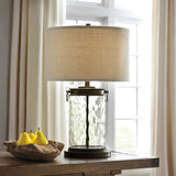 Signature Design by Ashley Tailynn Modern 25.25" Glass Table Lamp with Hardback Shade, Clear