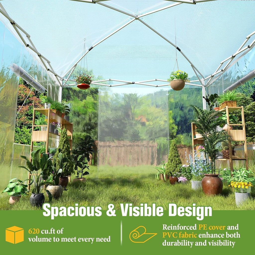 10x10x8.5 FT Portable Walk-in Greenhouse, Indoor Outdoor