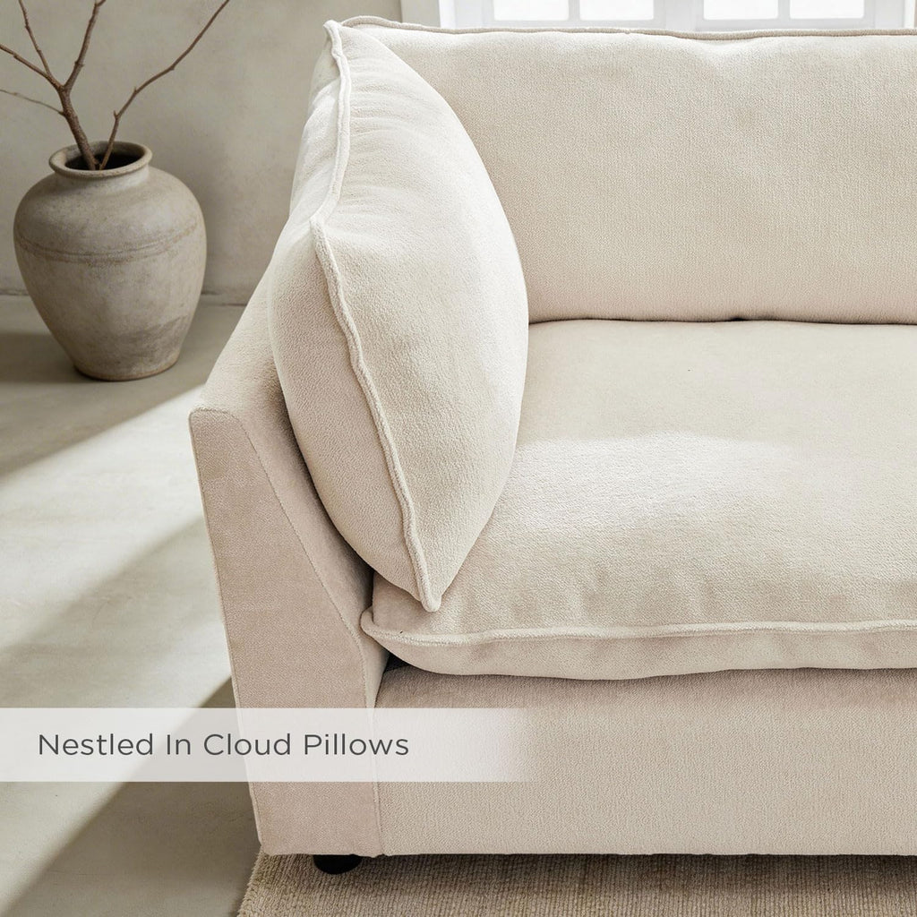 Modular Sectional Sofa, Oversized Chenille Cloud Couch, Deep Comfy Seat, 6-Seater Sofas Couches , Beige, High Feet