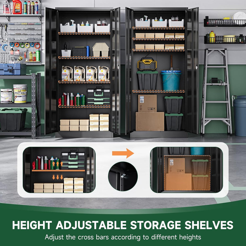 Metal Garage Storage Cabinets with Lock Door and Adjustable Shelves, Steel Tool Cabinets ,Warehouse Organisieren