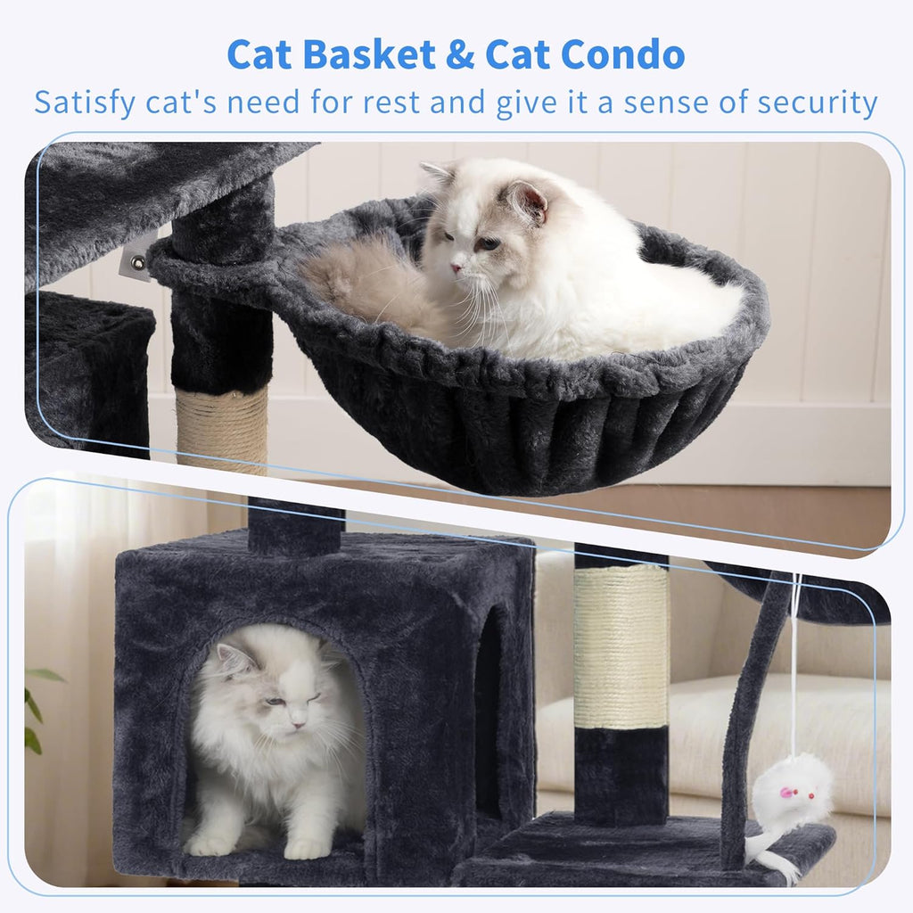 Cat Tree with Toy, Cat Tower Condo for Indoor Cats, Cat House with Padded Plush Perch
