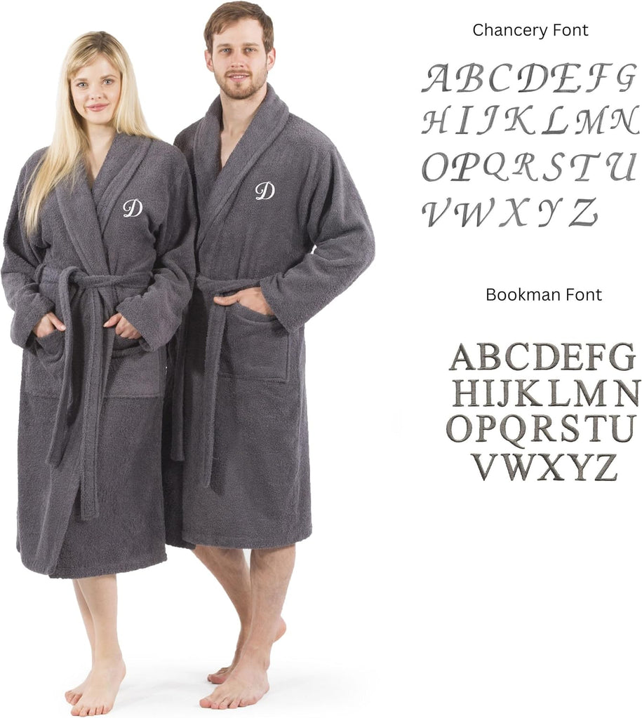 Aristocrat Custom Embroidered 100% Turkish Cotton Bathrobe -Personalized Robe, Soft Terry Cloth Unisex Bathrobe