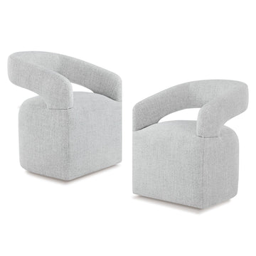 Upholstered Set of 2 with Casters, Light Gray