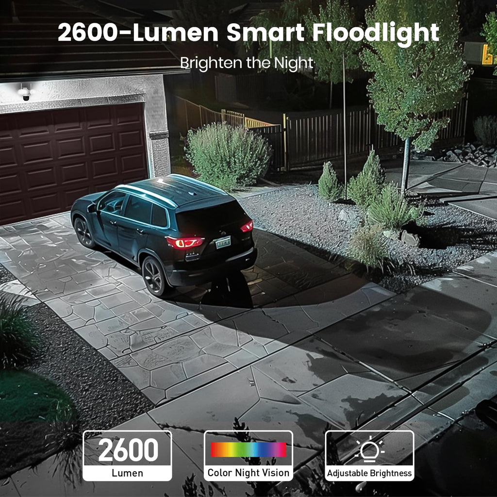 Wired Floodlight Camera 3K 2600-Lumen 24/7 Recording