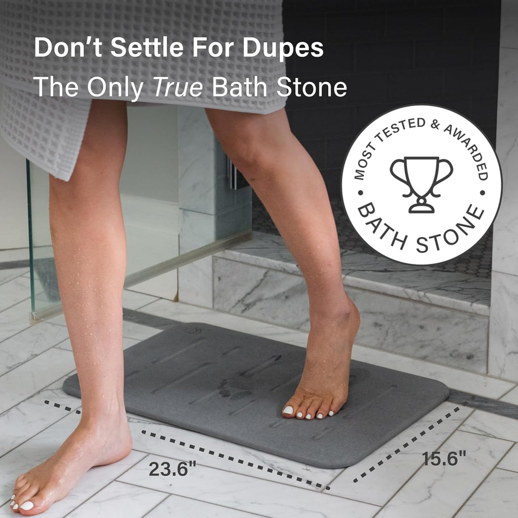 Home Stone Bath Mat - Premium Diatomaceous Earth Bath Floor Mats with Non-Slip Base, Fast-Drying Modern Shower Mat |