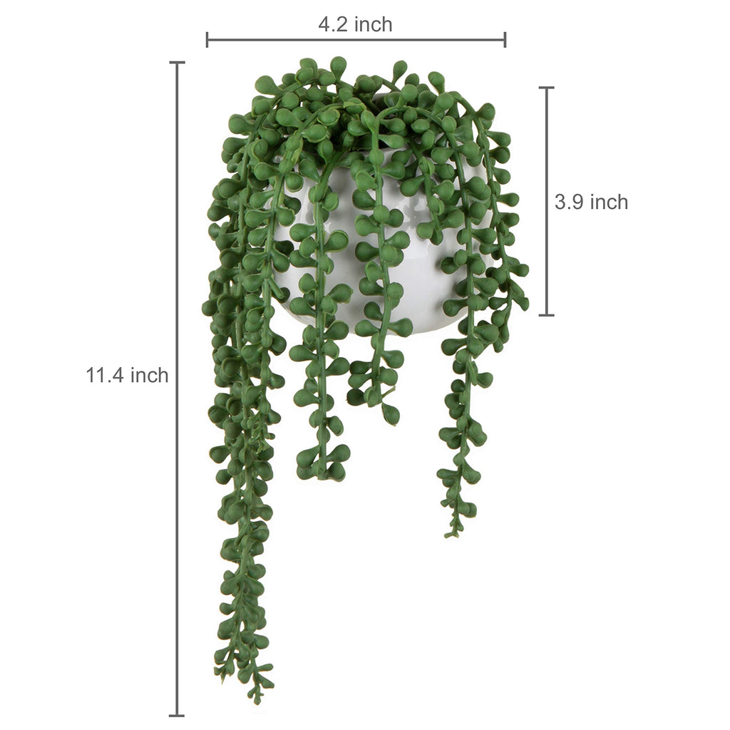 Faux String of Pearls Plants White Ceramic Wall Planter Set of 3