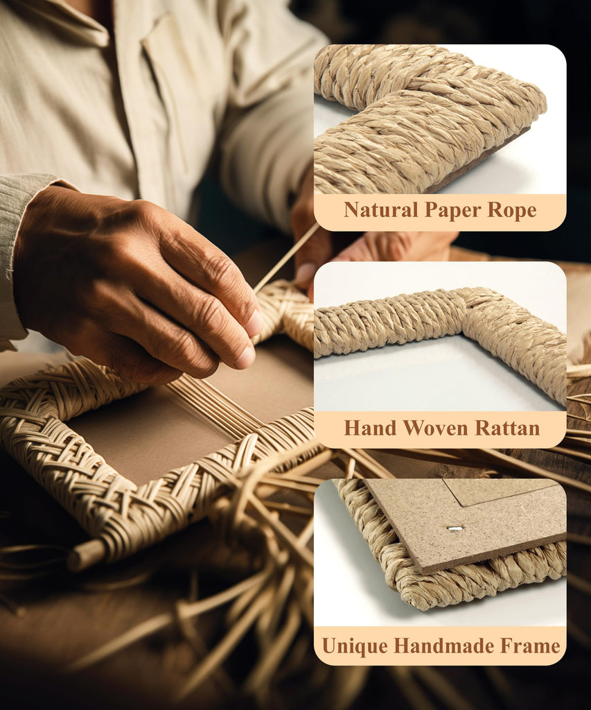 Boho 5x7 Picture Frame Rattan Photo Frame