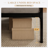 King Metal Platform Bed Frame,Linen Upholstered Button Tufted Headboard