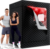 Upgraded 2 Person Sauna, Portable Infrared Sauna with 5-Layer Waterproof, 2 Steamers, 2 Folding Chair