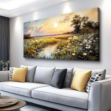 Vintage Farmhouse Wildflower Wall Paintings Canvas Wall Art Wall Decor Office Decorations Nature Landscape Picture