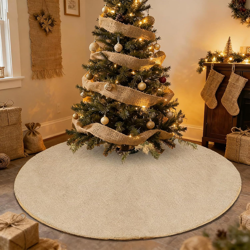 Fall Burlap Tree Skirt, 36 Inch Rustic Farmhouse Decorations Tree Ornaments