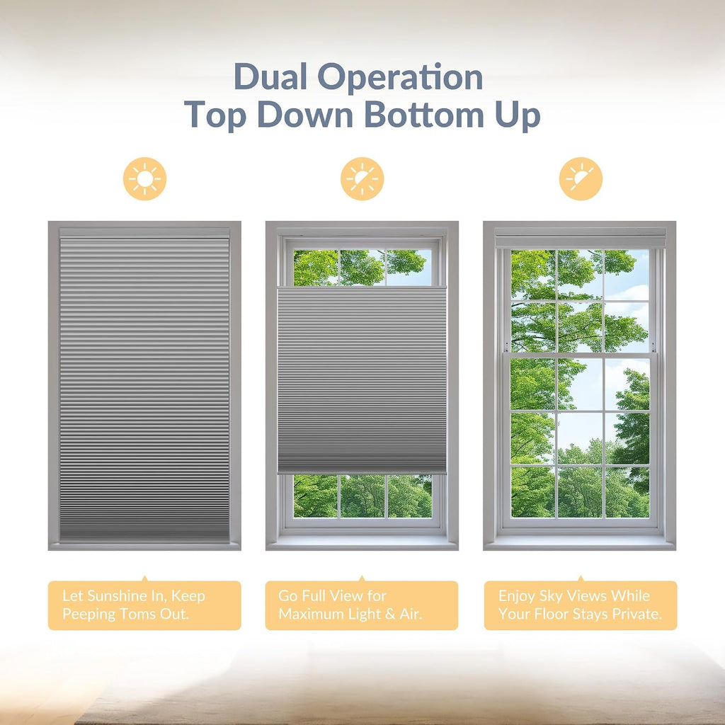 Top Down Bottom Up Cordless Cellular Shades,Black,21" W x 48" H