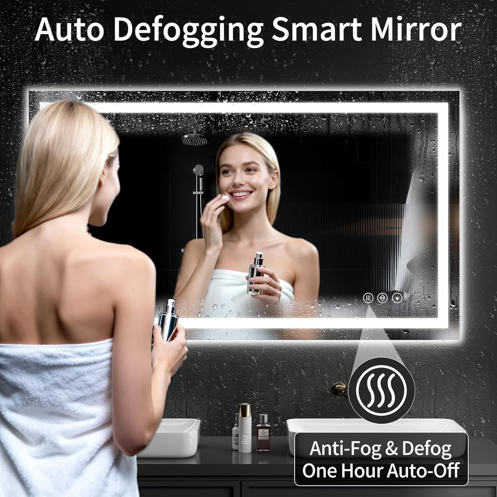 30"x48" LED Bathroom Mirror with Lights, Dimmable，Anti-Fog，Bathroom Vanity Mirror for Wall, Backlit + Front Lit
