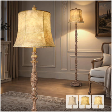 Vintage 66" Tall Floor Lamp Bedroom, Light Brown