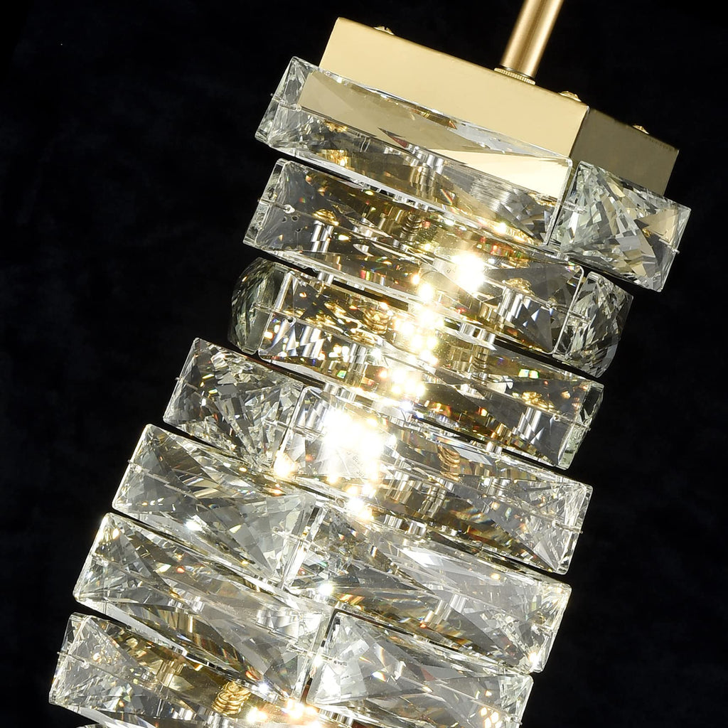 Modern Gold Mini K9 Crystal Pendant Light, Integrated Fixture
