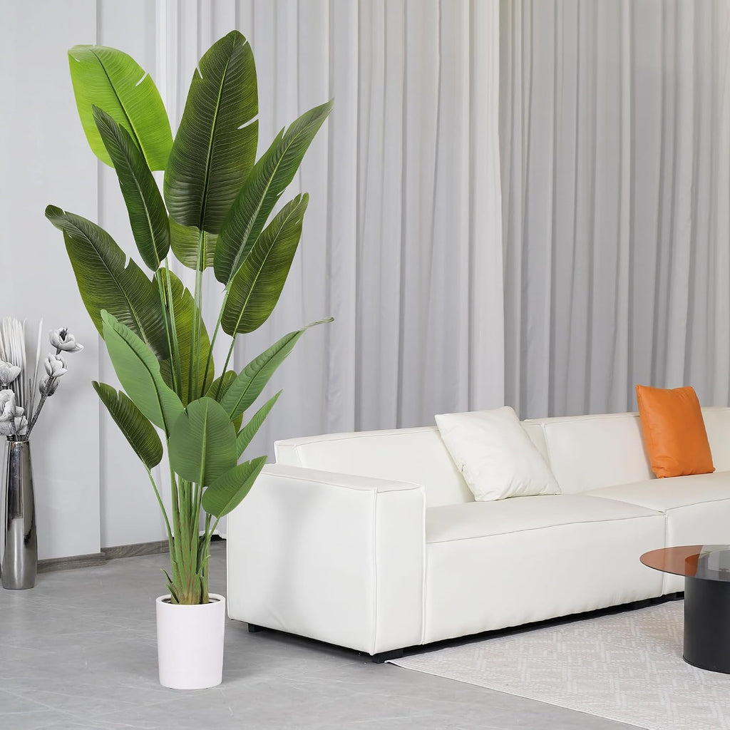 Large Artificial Trees 7.2Ft Silk Bird of Paradise Big Tall Fake Plants Faux Green Silk Floor Potted Plants Living