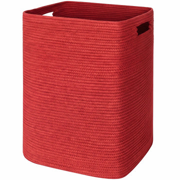 Red Laundry Hamper 16"x13"x22" - Tall Woven Laundry Basket, Large Cotton Rope Clothes Hamper, Bedroom Aesthetic, Soft