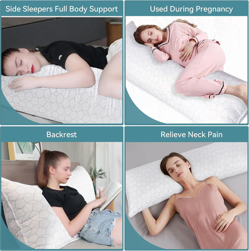 Full Body Pillow for Side Sleeper, Soft Long Bed Pillow for Adults