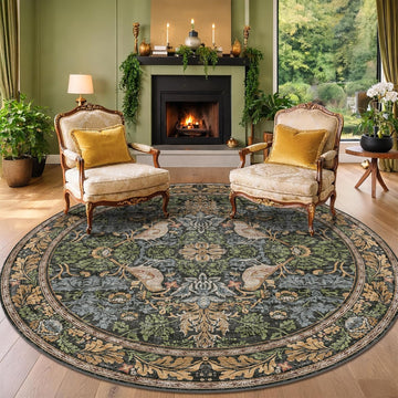 Washable Boho Round Rugs 8ft