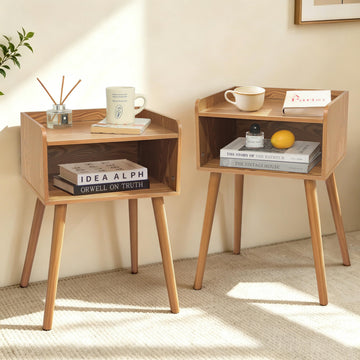 Nightstands Set of 2, Mid Century Side Table Bedroom with Storage