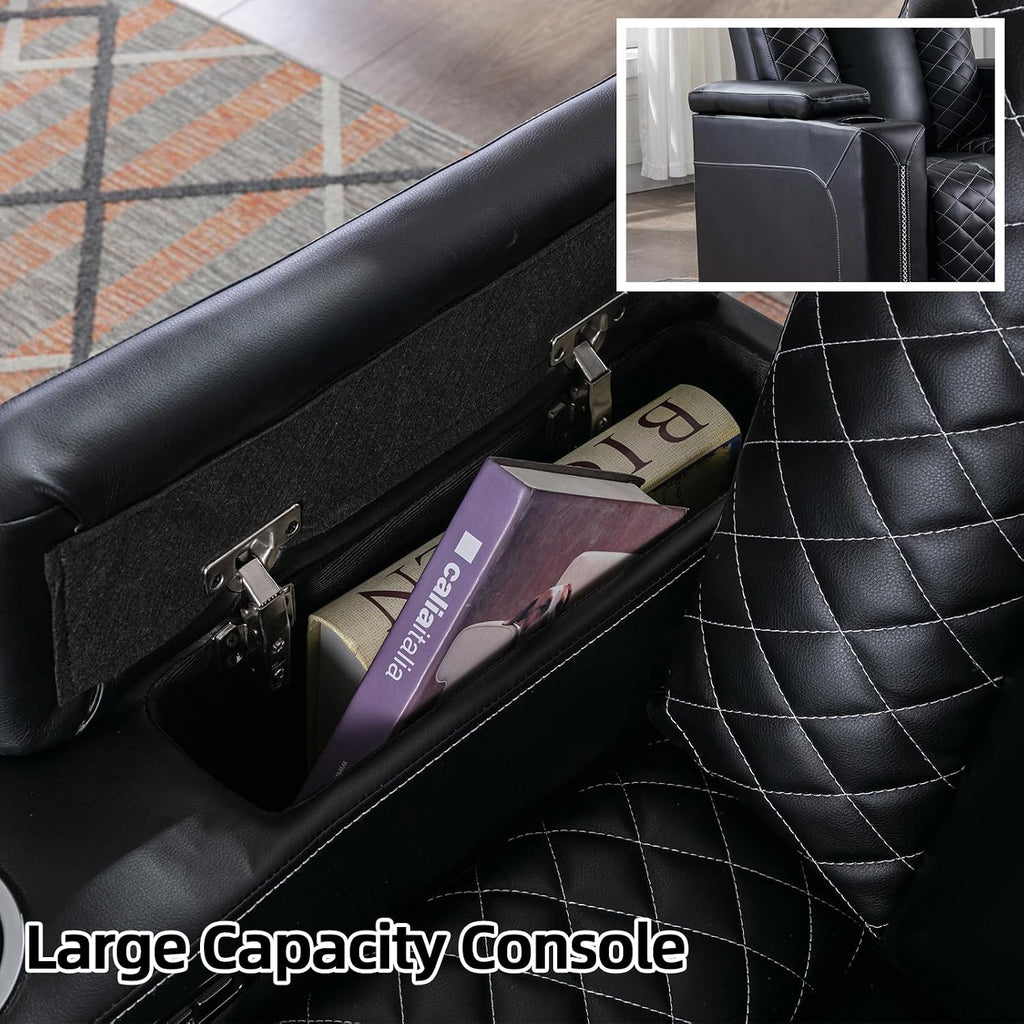 Electric Power Recliner Chairs, Soft PU Leather Single Seat Home Theater Seating with USB Ports, Reclining Sofa Chair
