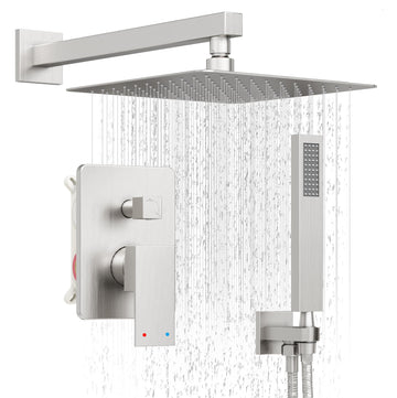 12" Rain Shower System with Handheld & Valve, Brushed Nickel
