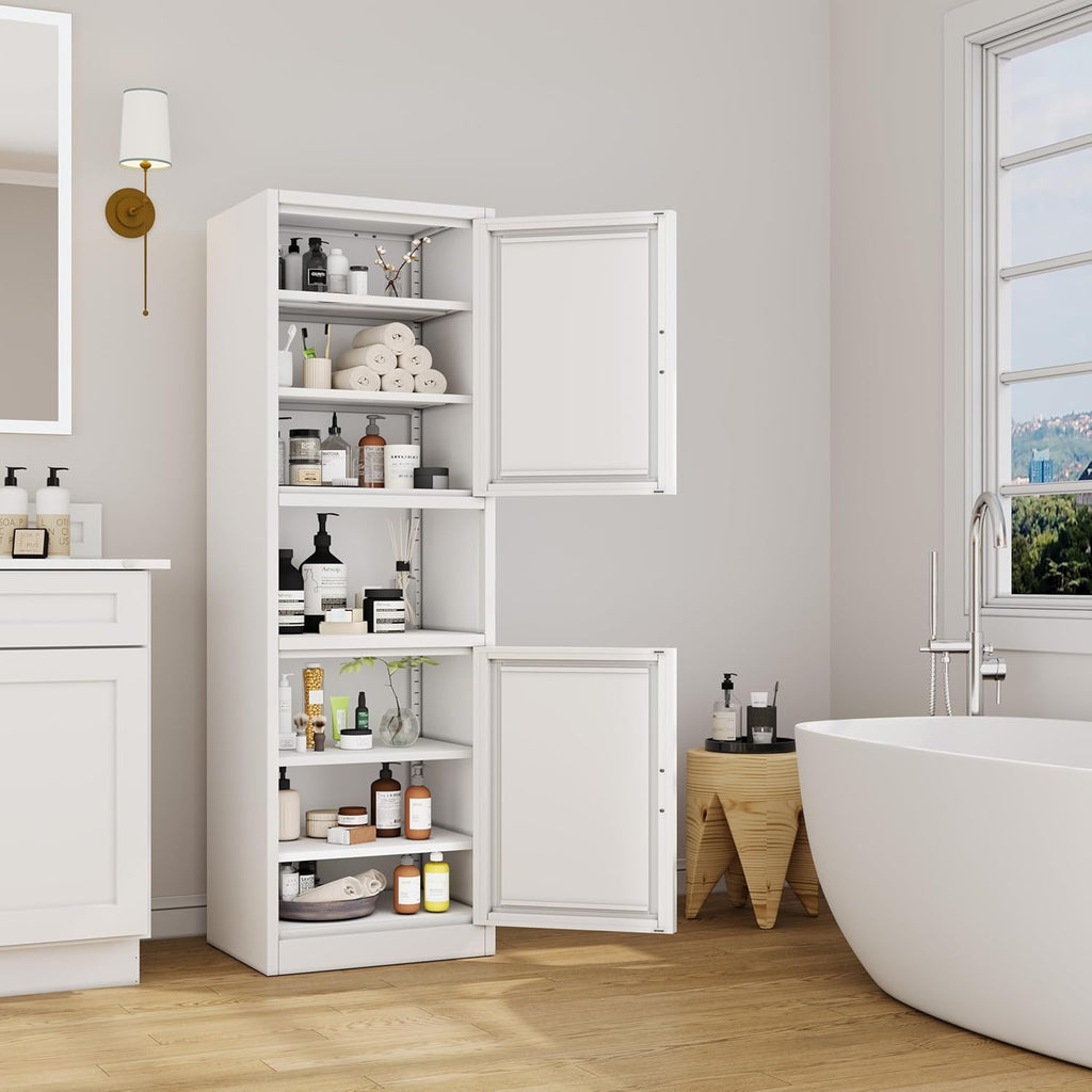 Tall Narrow Storage Cabinet 66.93" H Tall Bathroom Cabinet Metal Pantry Cabinets, 4 Adjustable Shelves , Dinning Room