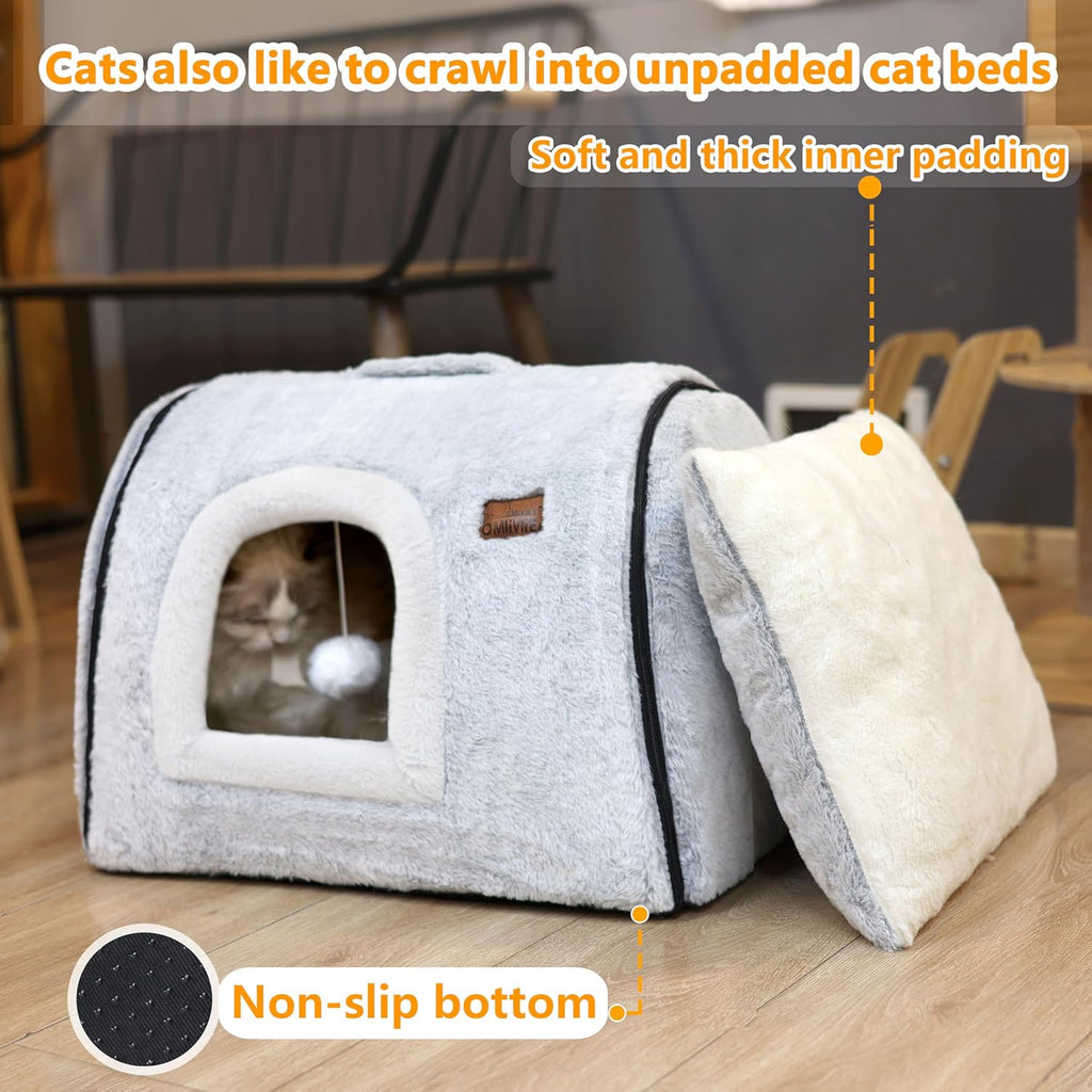 Cat Bed cave-cat beds for Indoor Cats,Soft and Comfortable,Cute cat House,with Removable Washable Cushioned