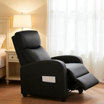 Recliner Chair - Adjustable Push Back PU Leather Recliner, Plush Reading Chair & Luxe Sofa Chair Chairs or Bedroom