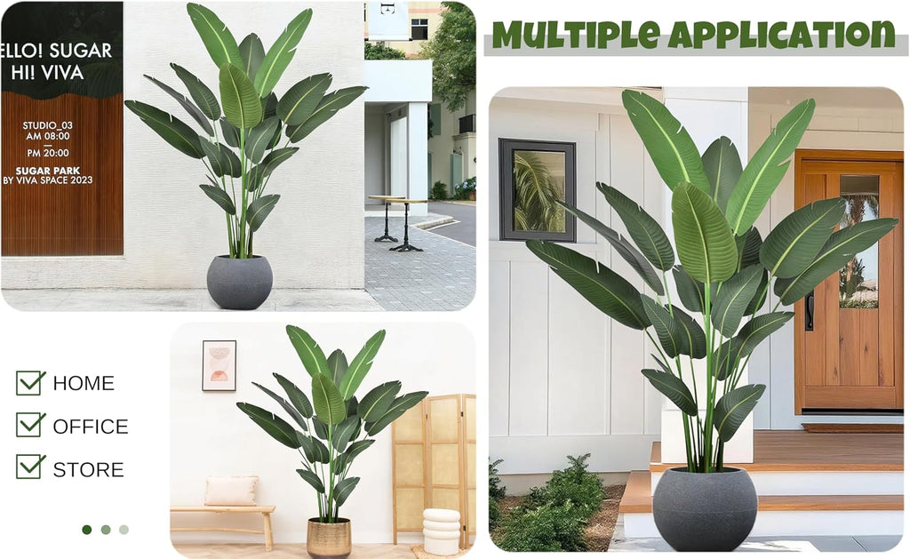 Artificial Bird of Paradise Tree 7FT with 19 Leaves Realistic Thick Banana Leaf Tall Large Faux Tropical Plant 82