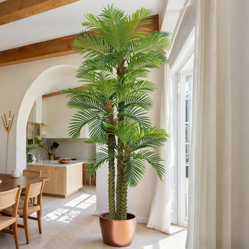 Palm Tree 9FT Tall Large Faux Trees with Realistic Leaves, Fake Floor Potted Artificial Plants Living Room Decor
