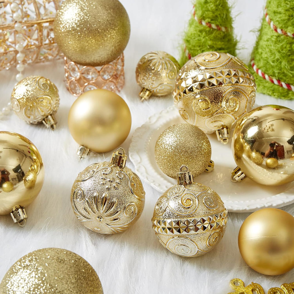 Christmas Ball Ornaments - Shatterproof Christmas Ornaments Set Plastic Hanging Christmas Decorations Holiday - Set of 30