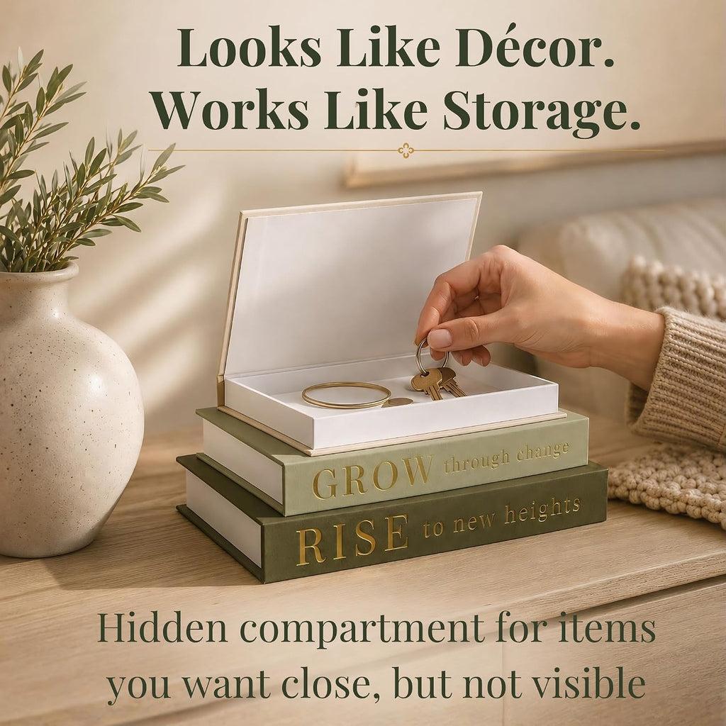Decorative Books Decor | Elevate your Bookshelf Decor with Coffee Table Books (Fake Books Set of 3) | Faux Books for