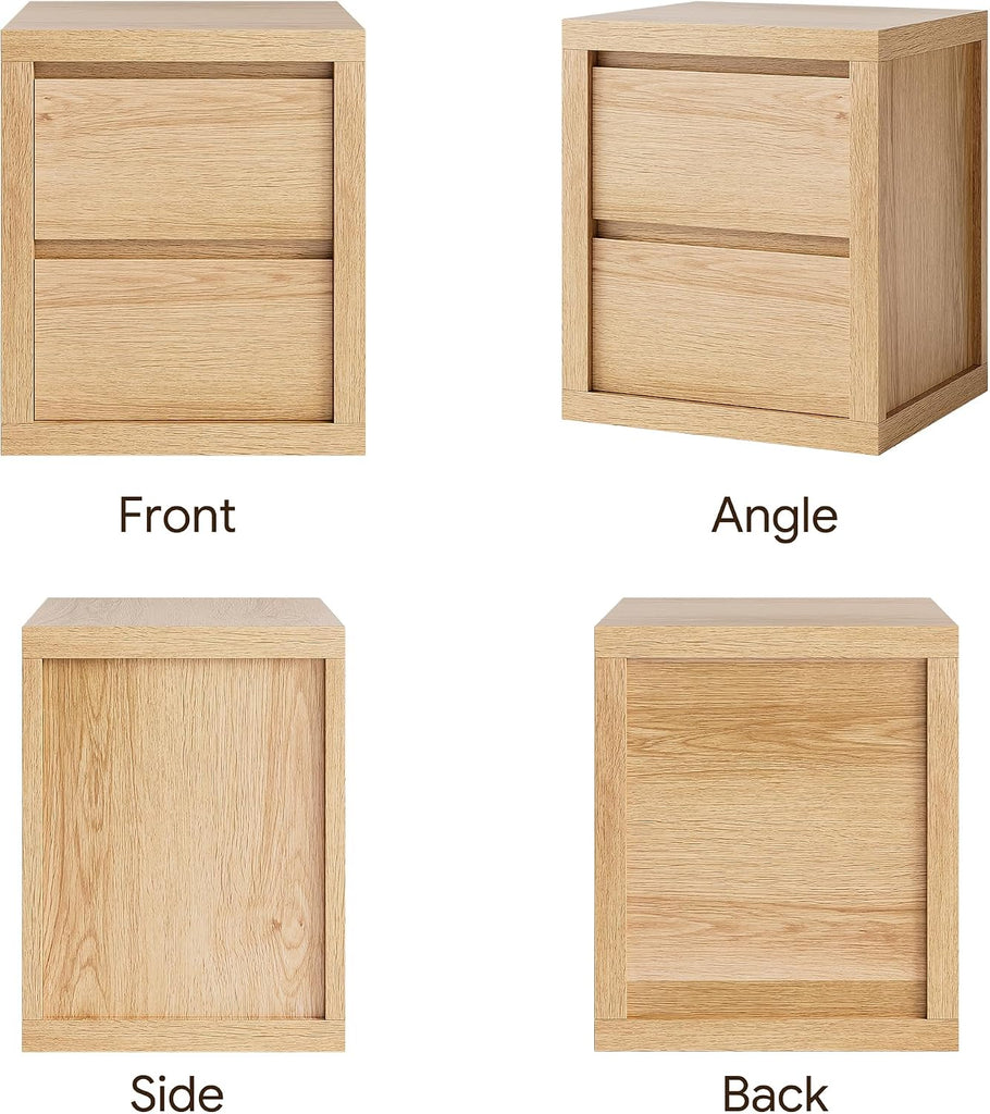Nightstand with 2 Drawers, Modern Bedside Table with Handless Design, Wood End Table with Thickened Design, Night