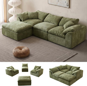 Oversized Cloud Couch Sectional Sofa , Modular L Shaped Boneless Chenille Sofa with Chaise Lounge, Deep Seat