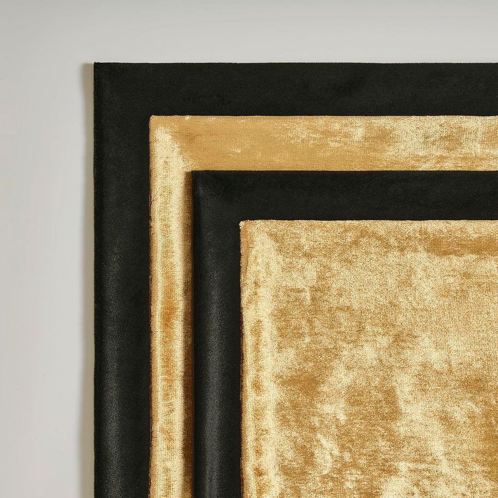 Decorative Throw Pillow Covers 18 x 18,Gold Black Soft, Set of 4 Square Velvet Cushion Covers